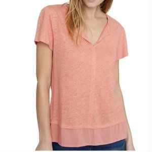 SANCTUARY PEACH LINEN SPRING BLOUSE MED